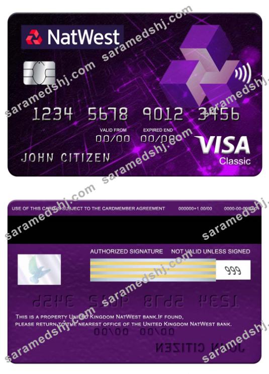 United Kingdom NatWest bank visa classic card